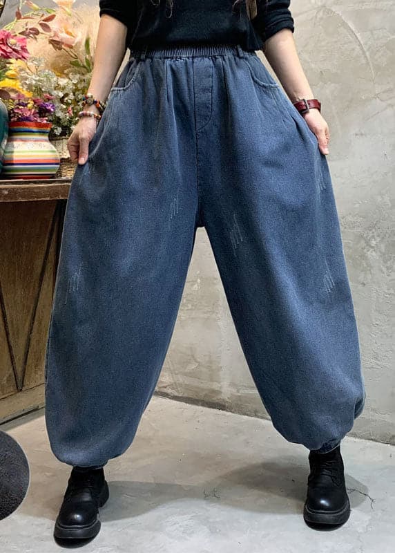 Fashion Blue denim lantern Pants Winter thick BSNZK-LPTS211124