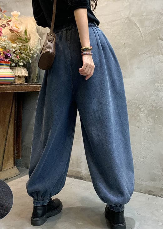 Fashion Blue denim lantern Pants Winter thick BSNZK-LPTS211124