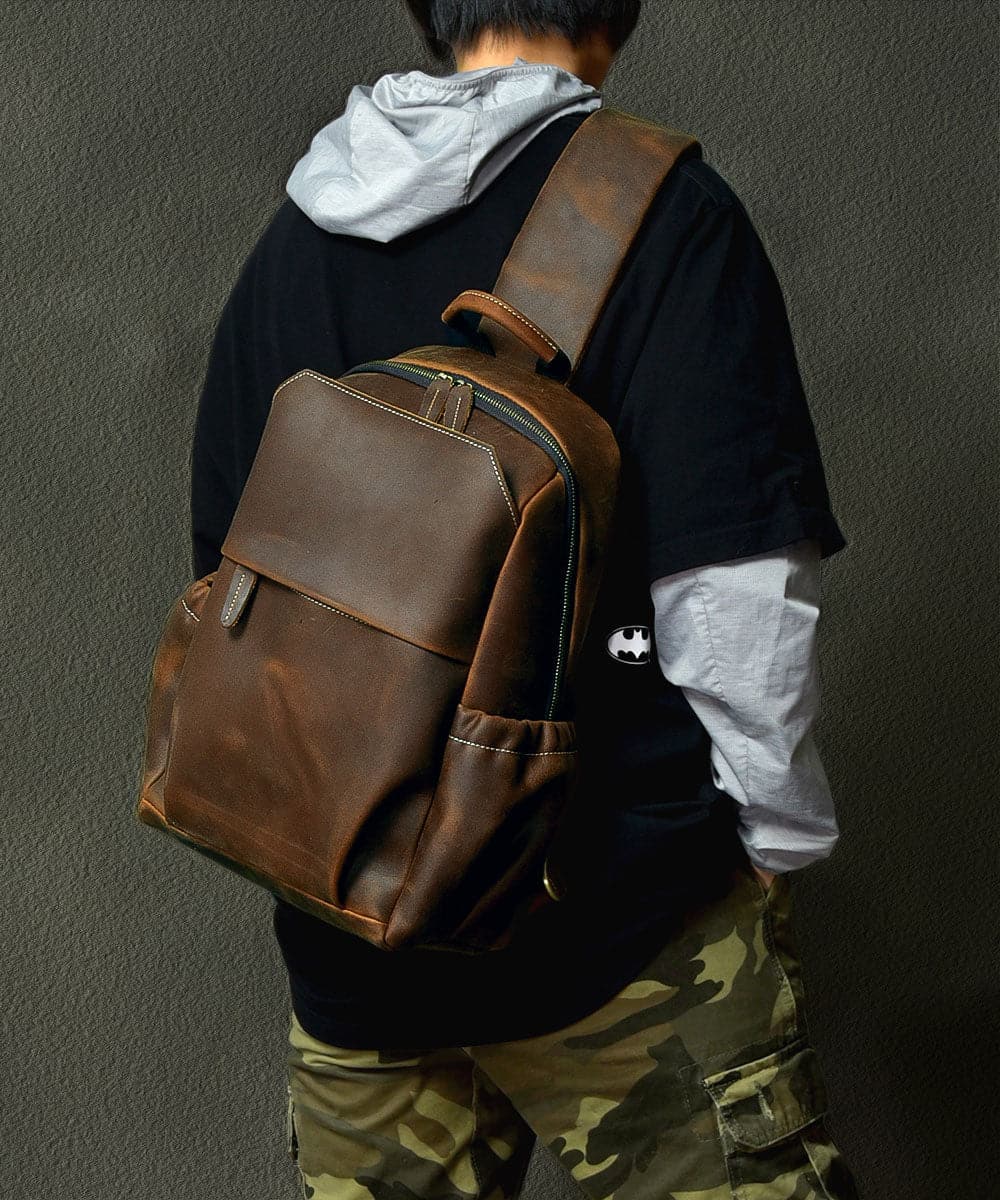 Fashion Brown Calf Leather Man's Backpack Bag ZP-BGS220816