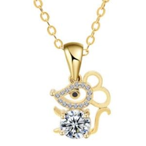 Fashion Crystal Mouse Pendant Necklaces Charm Jewelry HOS0258 Touchy Style