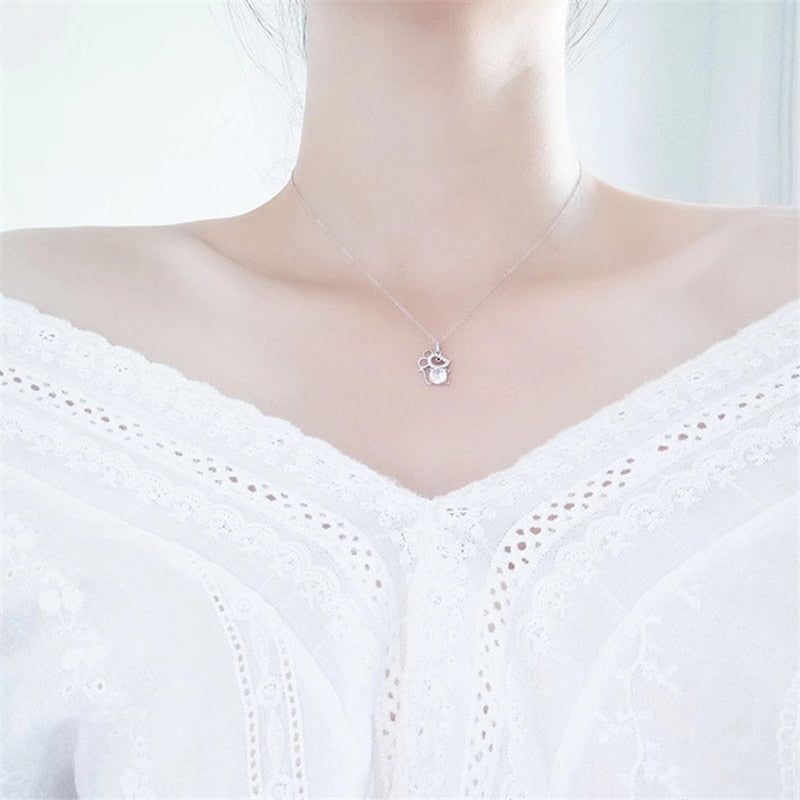 Fashion Crystal Mouse Pendant Necklaces Charm Jewelry HOS0258 Touchy Style