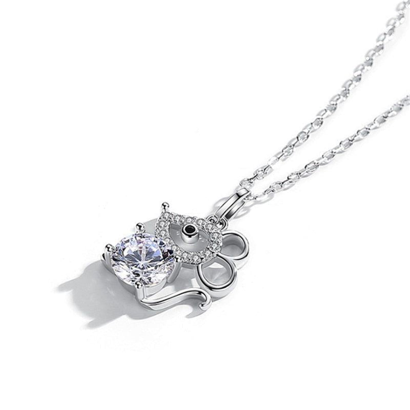 Fashion Crystal Mouse Pendant Necklaces Charm Jewelry HOS0258 Touchy Style