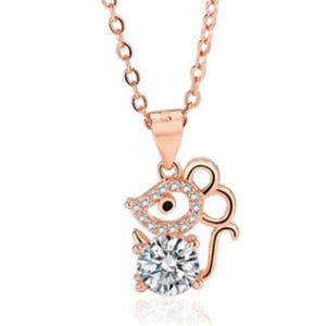 Fashion Crystal Mouse Pendant Necklaces Charm Jewelry HOS0258 Touchy Style