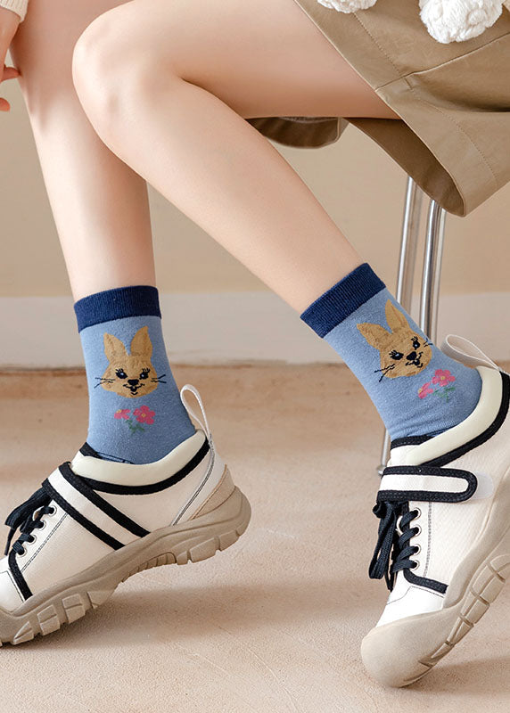 Fashion Embroidery Jacquard Cotton Mid Calf Socks dylinoshop