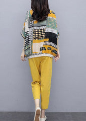 Fashion Yellow O-Neck Print Top And Pants Two Pieces Set Summer GK-TPIEC220422