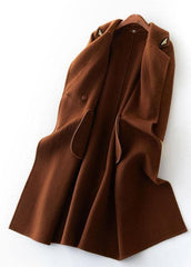 Fashion chocolate wool overcoat trendy plus size long Notched coat back side open coats TCT190821