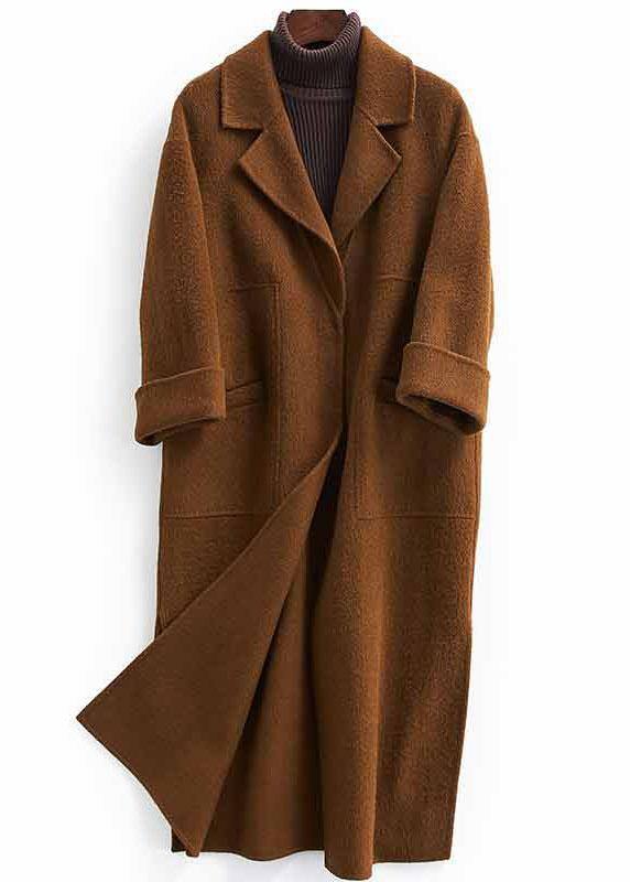 Fashion oversized trench coat half sleeve coats chocolate Notched Woolen Coats TCT190821