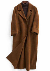 Fashion oversized trench coat half sleeve coats chocolate Notched Woolen Coats TCT190821