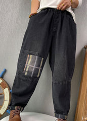 Fine Black retro Patchwork denim Pants Spring NZ-LPTS220105