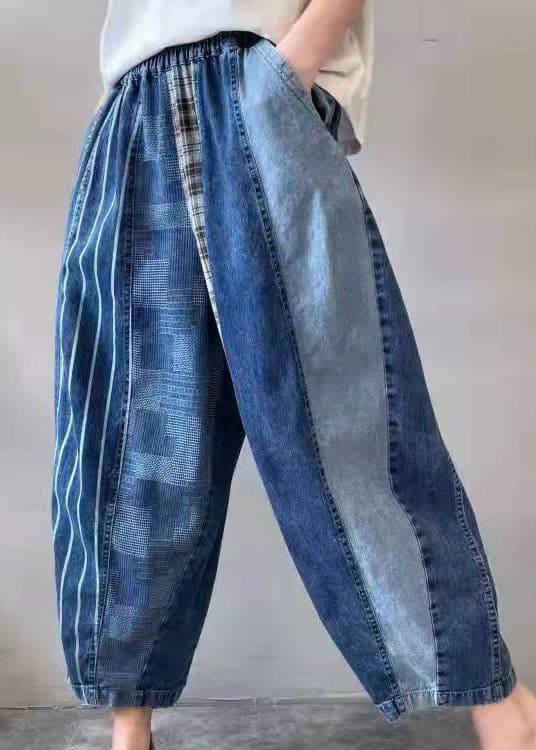 Fine Blue Patchwork fashion denim Pants Spring RX-LPTS220113