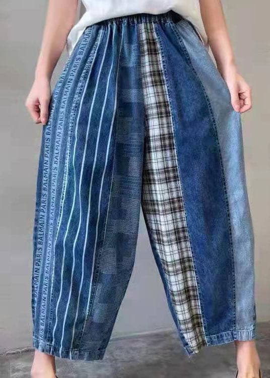 Fine Blue Patchwork fashion denim Pants Spring RX-LPTS220113