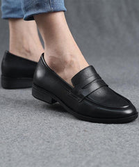 Fine Embossed Flat Shoes Black Cowhide Leather XZ-PDX210622