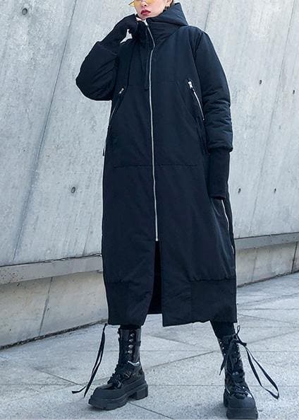 Fine black winter parkas oversize hooded zippered winter coats AT-DJK191023