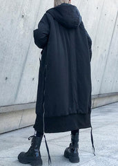 Fine black winter parkas oversize hooded zippered winter coats AT-DJK191023