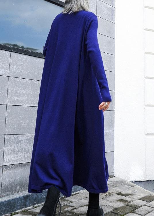 For Work blue Sweater dress Design high neck large hem Art fall knit dress AT-NSD201022