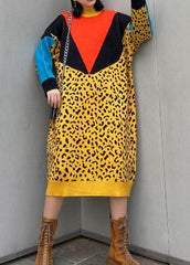 For Work yellow Sweater dresses Design patchwork Hipster spring knit dress AT-NSD200120