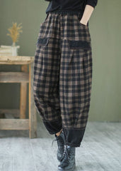 French Black Plaid Patchwork denim Pants Spring BSNZK-LPTS211124