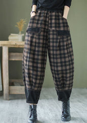 French Black Plaid Patchwork denim Pants Spring BSNZK-LPTS211124