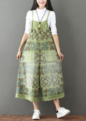 French Green pockets Print wide leg Jumpsuit Spring dylinoshop