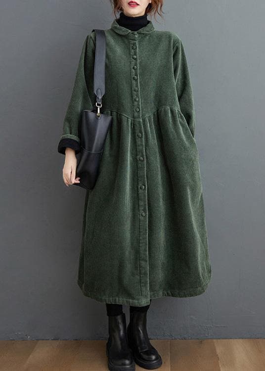 French blackish green corduroy coats Inspiration thick Cinched women coats ( Limited Stock) TCT201119