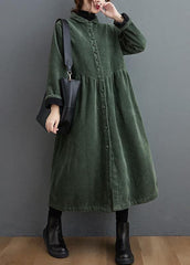 French blackish green corduroy coats Inspiration thick Cinched women coats ( Limited Stock) TCT201119