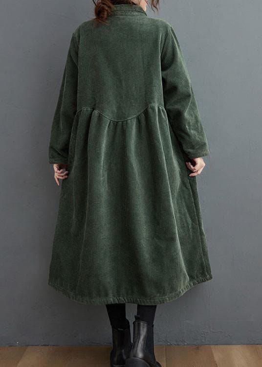 French blackish green corduroy coats Inspiration thick Cinched women coats ( Limited Stock) TCT201119