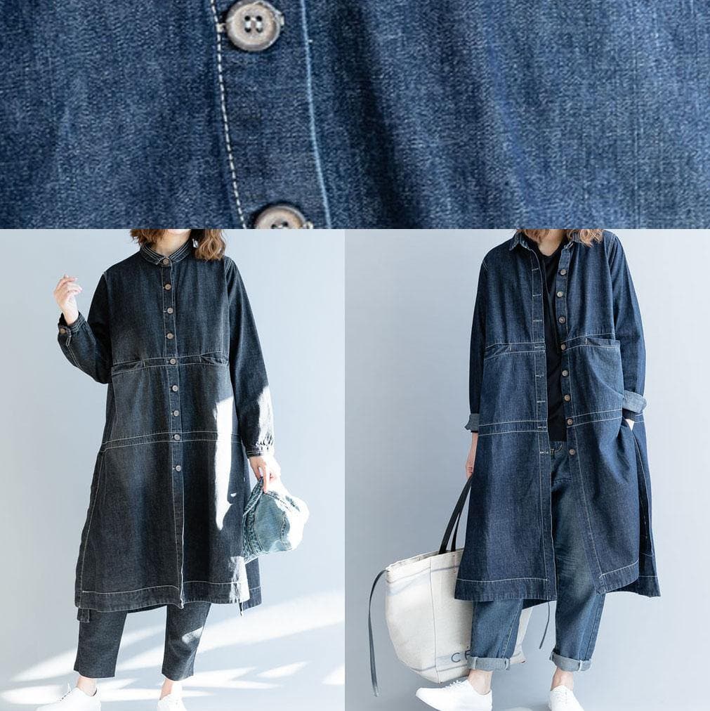 French denim black Fashion Long coats Work Outfits side open fall women coats TCT191011