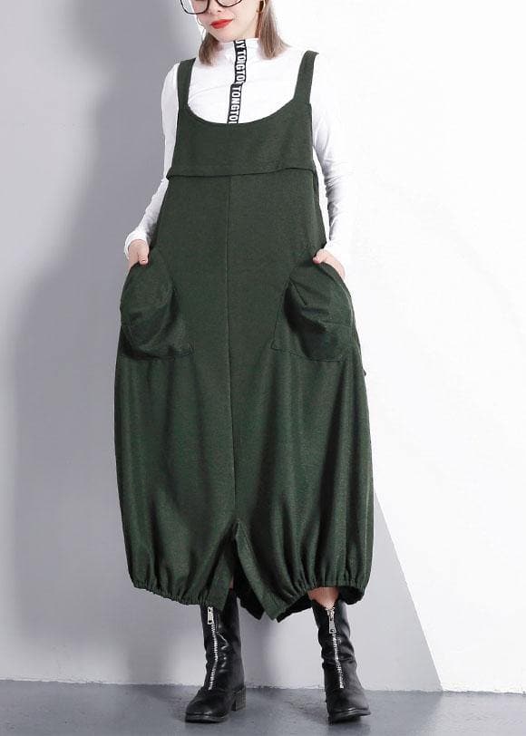 French green cotton tunics for women sleeveless Maxi fall Dresses AT-FDL190923