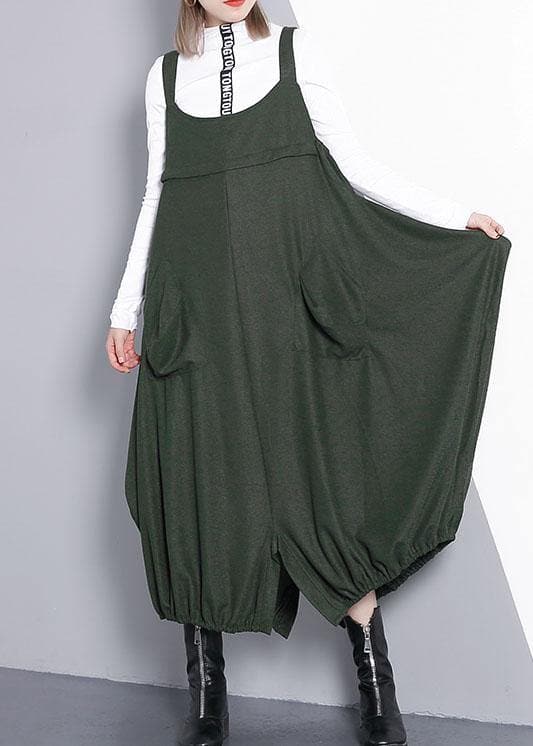 French green cotton tunics for women sleeveless Maxi fall Dresses AT-FDL190923