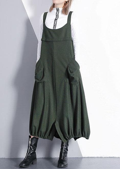 French green cotton tunics for women sleeveless Maxi fall Dresses AT-FDL190923