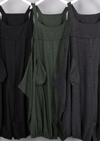 French green cotton tunics for women sleeveless Maxi fall Dresses AT-FDL190923