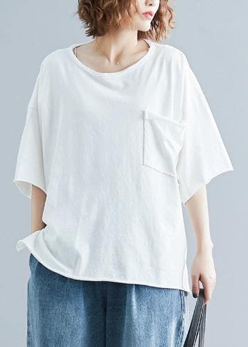 French o neck half sleeve cotton summer clothes For Women white tops STP200409