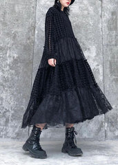 French o neck patchwork lace clothes Women Photography black long Dresses AT-FDL191231