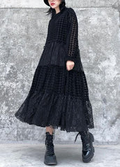 French o neck patchwork lace clothes Women Photography black long Dresses AT-FDL191231