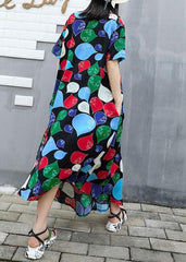 French prints cotton Tunics ruffles waist summer Dresses AT-SDL190717