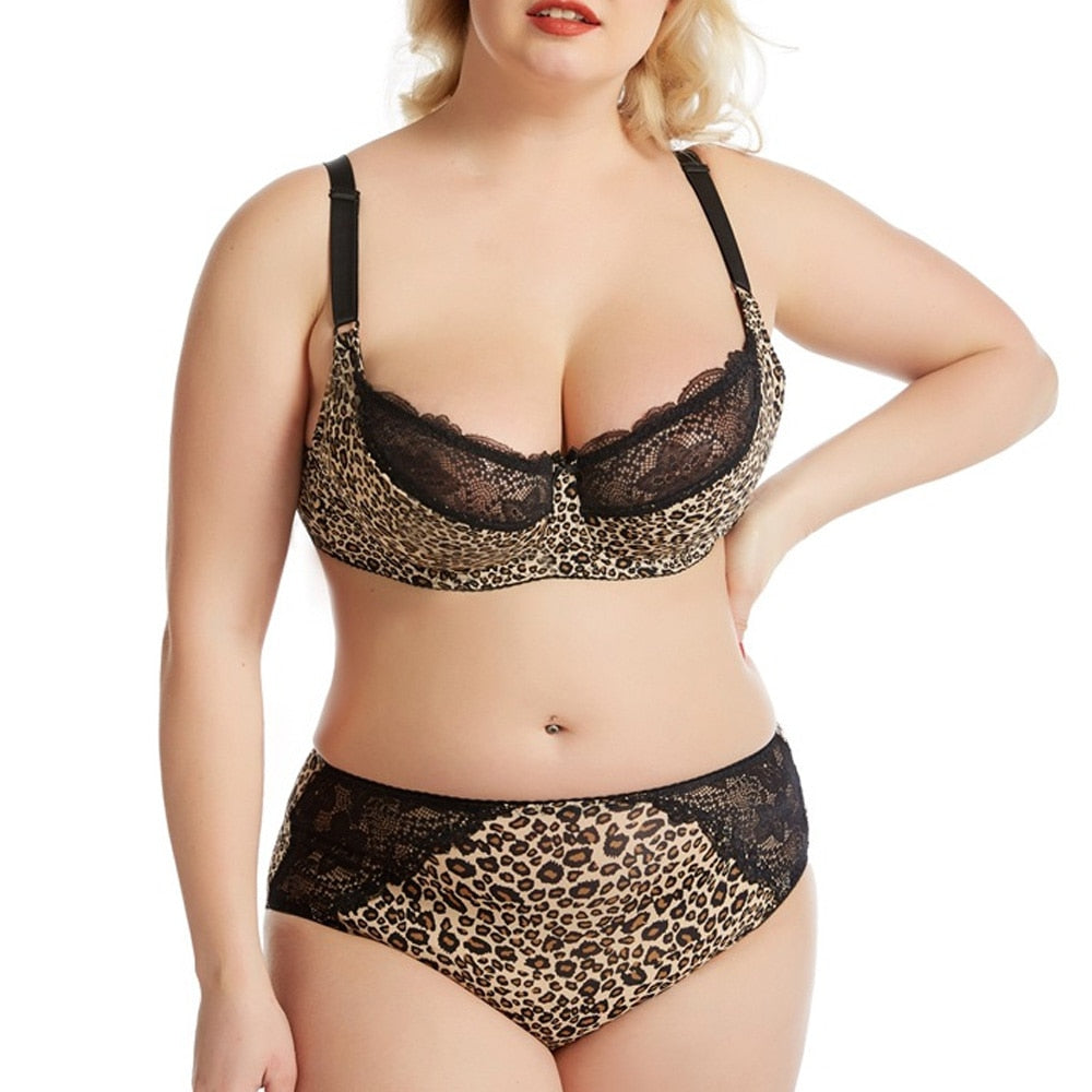 Full Coverage Plus Size Women's Leopard Bralettes dylinoshop