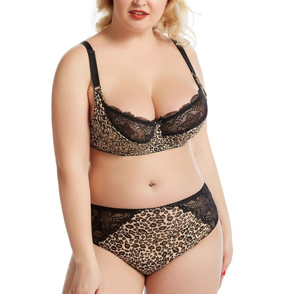 Full Coverage Plus Size Women's Leopard Bralettes dylinoshop