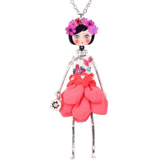 Girl Handmade French Doll Necklace Charm Jewelry BOS0404 Touchy Style