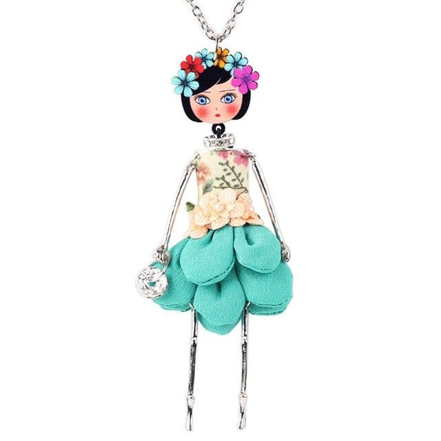 Girl Handmade French Doll Necklace Charm Jewelry BOS0404 Touchy Style