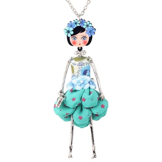 Girl Handmade French Doll Necklace Charm Jewelry BOS0404 Touchy Style