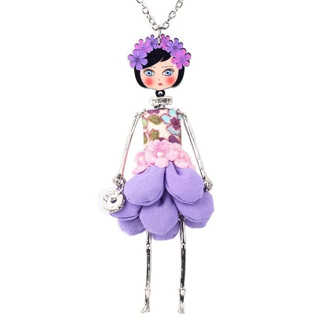 Girl Handmade French Doll Necklace Charm Jewelry BOS0404 Touchy Style