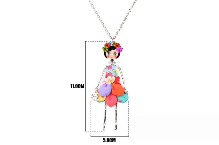 Girl Handmade French Doll Necklace Charm Jewelry BOS0404 Touchy Style