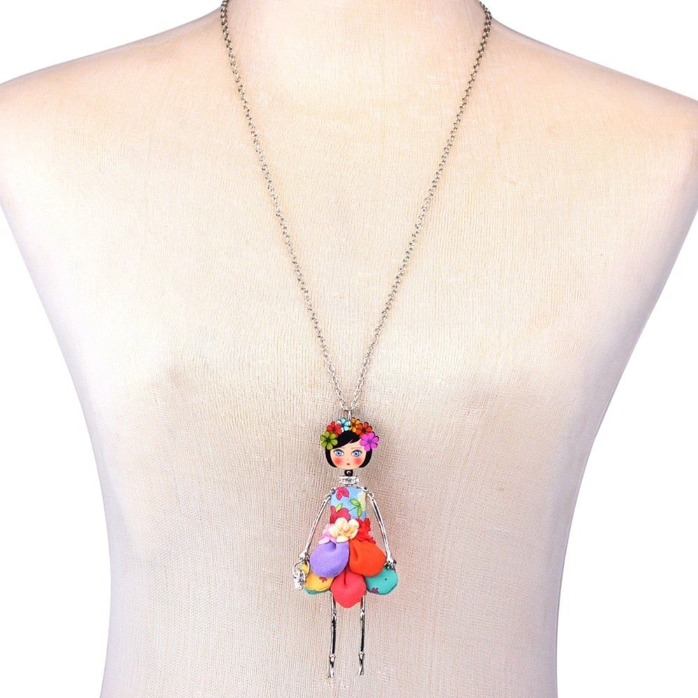 Girl Handmade French Doll Necklace Charm Jewelry BOS0404 Touchy Style