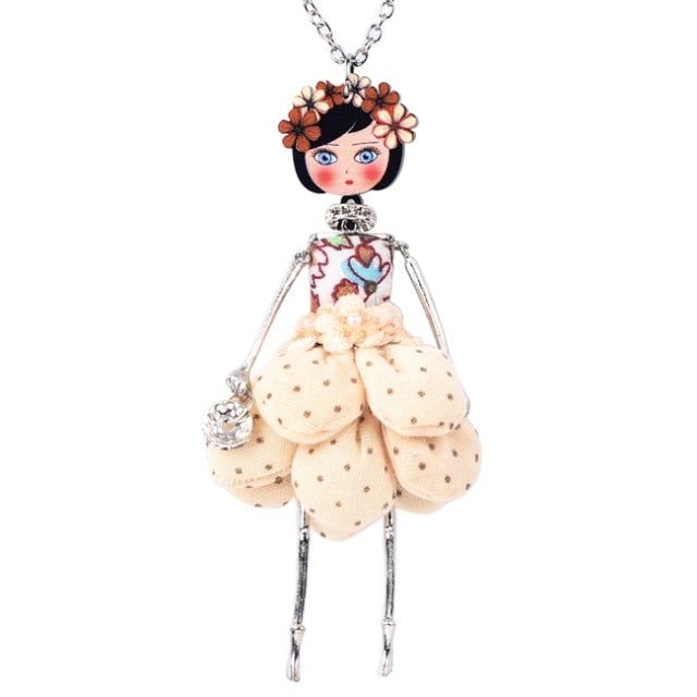 Girl Handmade French Doll Necklace Charm Jewelry BOS0404 Touchy Style