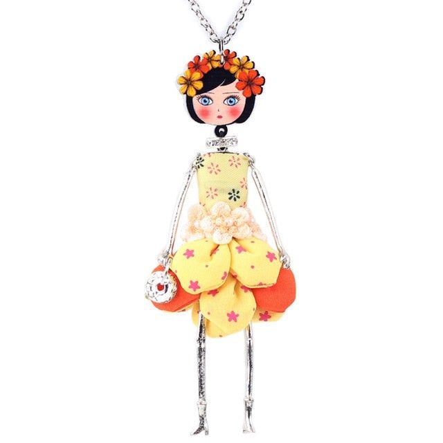 Girl Handmade French Doll Necklace Charm Jewelry BOS0404 Touchy Style