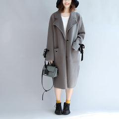 Gray woolen trench coat plus size wind breaker jackets TCT171028