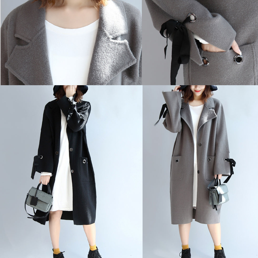 Gray woolen trench coat plus size wind breaker jackets TCT171028