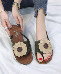 Green Floral Thong Sandals LT210723