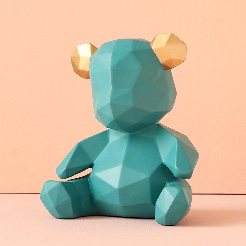 Modern Geometric Teddy Bear Figurine feajoy