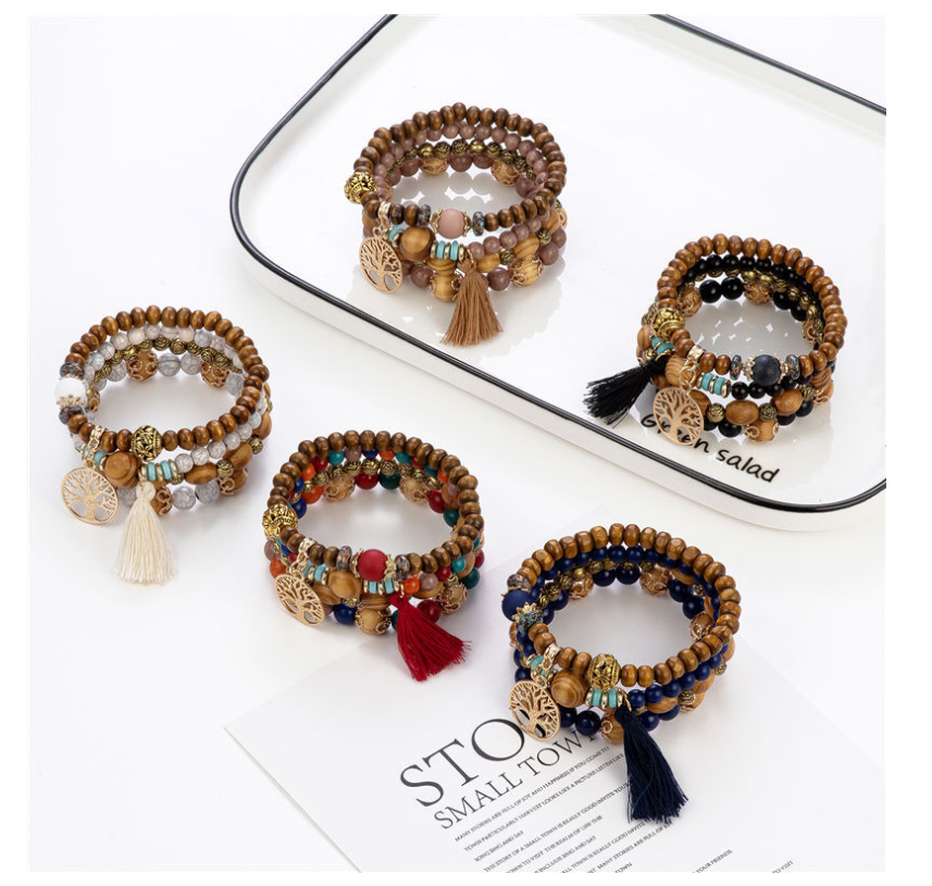 Bohemian style multi-layer wood bracelet dylinoshop